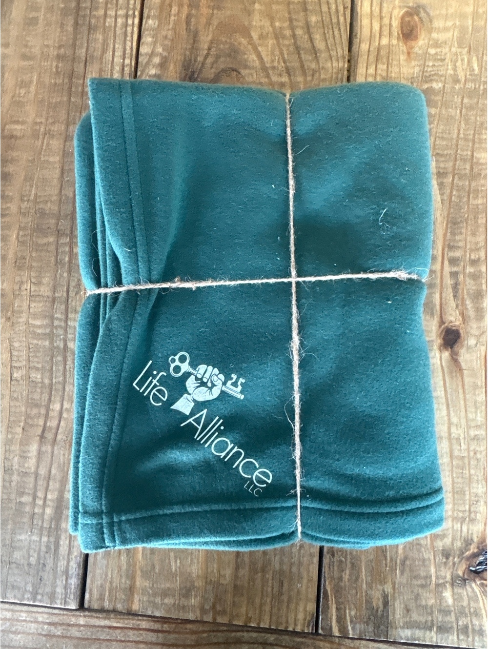New Port Authority Green Throw Fleece Blanket with Life Alliance Logo